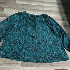 Dana Buchman Teal and Black Blouse